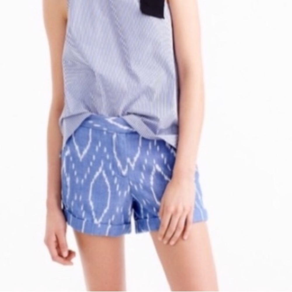 J Crew Sunfaded Ikat Print Cotton Shorts Size 2